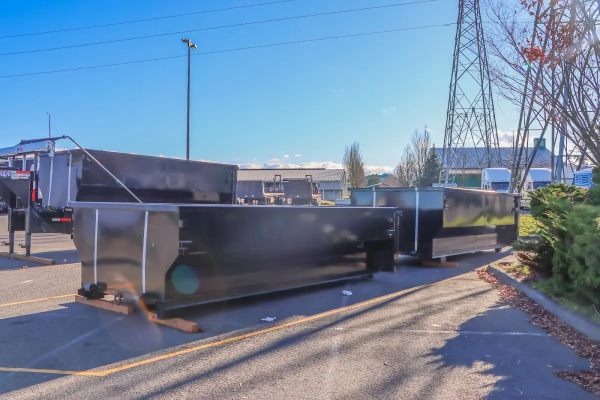 Roll-off dumpster ready for waste disposal at job site for 12 Yard Dumpster Rental in Belvedere